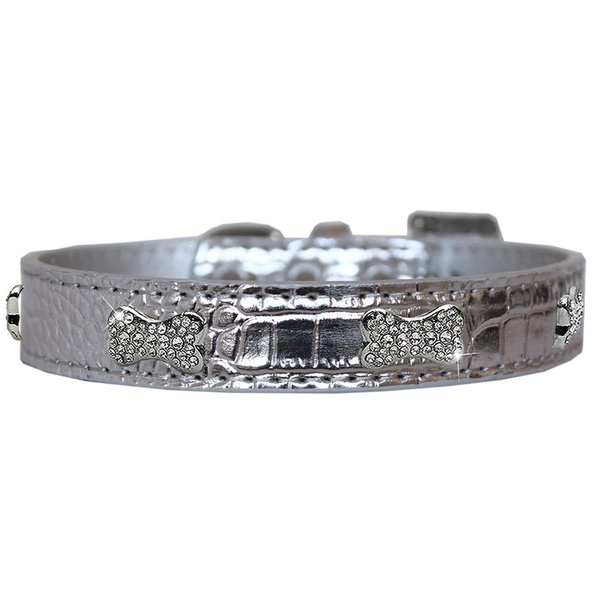 Pet Pal Croc Crystal Bone Dog CollarSilver Size 16 PE806345